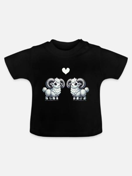 widder cartoon love - Baby Bio-T-Shirt mit Rundhals - Schwarz