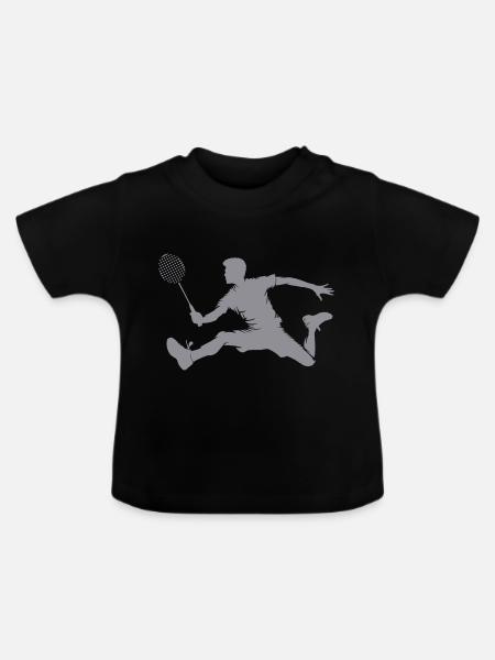 badminton spieler - Baby Bio-T-Shirt mit Rundhals - Schwarz