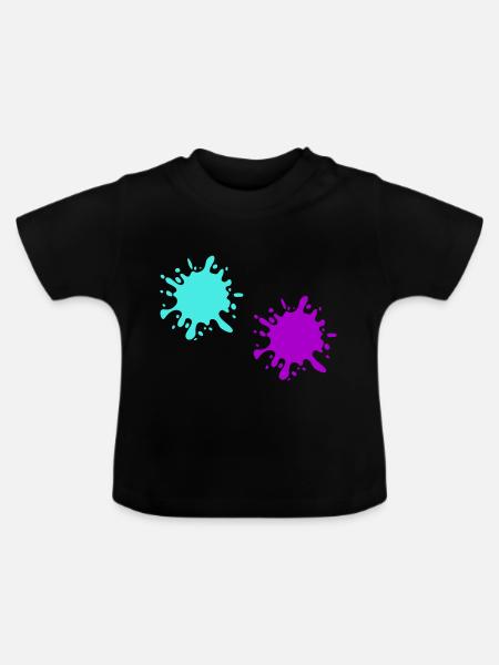 Farbklecks kleckse - Baby Bio-T-Shirt mit Rundhals - Schwarz