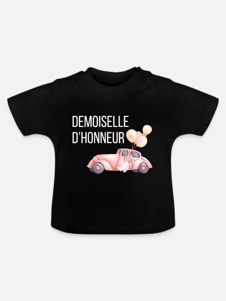 Brautjungfer - Autohochzeit - Baby Bio-T-Shirt mit Rundhals - Schwarz