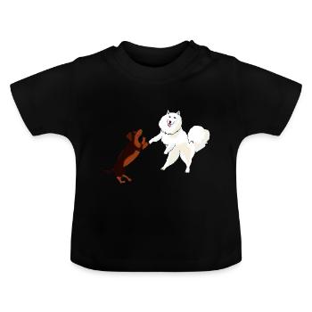 Dancing Dogs C - Baby Organic T-Shirt with Round Neck - black - Front