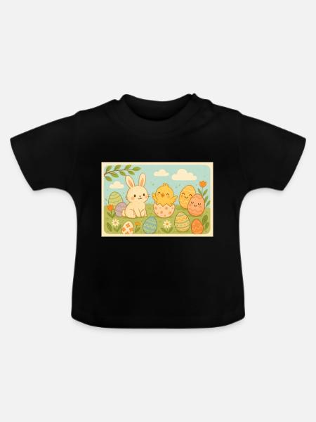 Ostern - Baby Bio-T-Shirt mit Rundhals - Schwarz