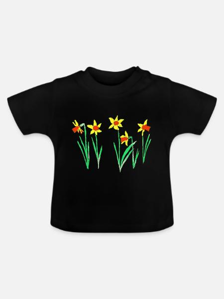 Narzissen - Baby Bio-T-Shirt mit Rundhals - Schwarz