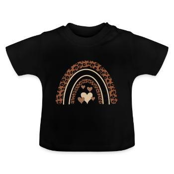boho rainbow print rainbow neutral col - Baby Bio-T-Shirt mit Rundhals - Schwarz - Vorne