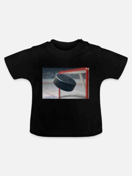 Sport - Eishockey - Baby Bio-T-Shirt mit Rundhals - Schwarz