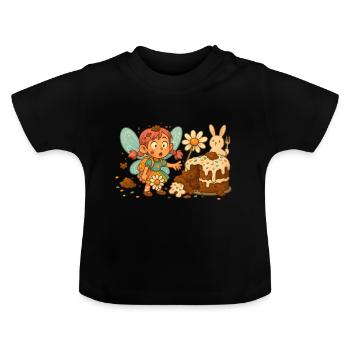 Kuchenexplosion von Fee - Baby Bio-T-Shirt mit Rundhals - Schwarz - Vorne