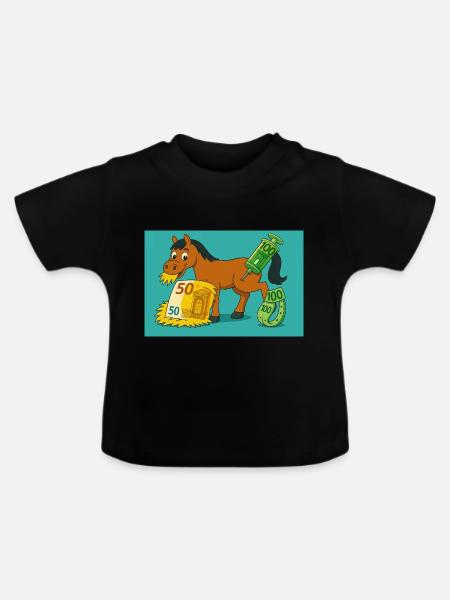 teures Pferd - Baby Bio-T-Shirt mit Rundhals - Schwarz