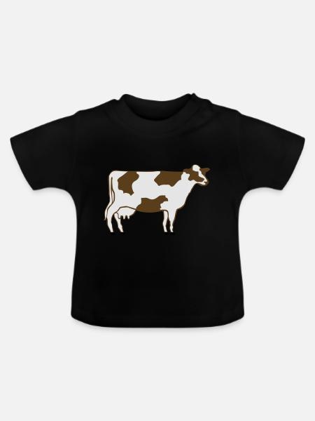 Milchkuh - Baby Bio-T-Shirt mit Rundhals - Schwarz