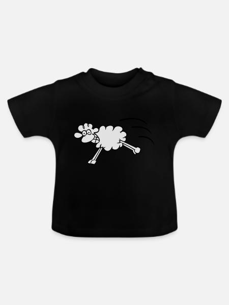 springendes Schaf - Baby Bio-T-Shirt mit Rundhals - Schwarz