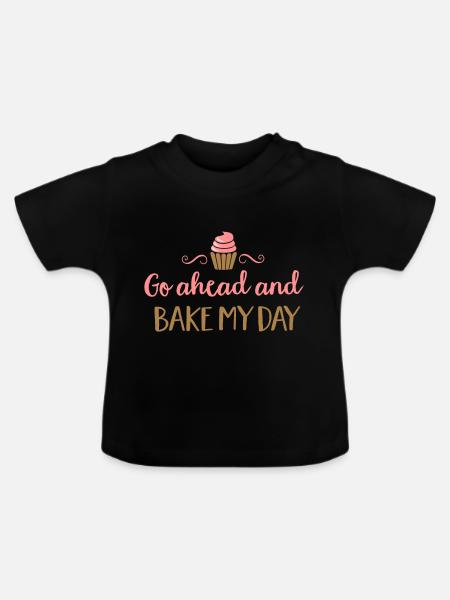 Bake my day - Baby Bio-T-Shirt mit Rundhals - Schwarz