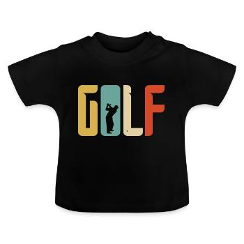 Golf Geschenk Retro Abschlag - Baby Bio-T-Shirt mit Rundhals - Schwarz - Vorne