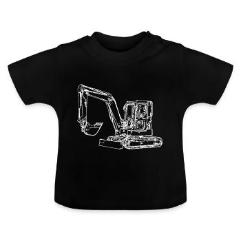 Excavator Excavator Crawler Spoon white - Baby Organic T-Shirt with Round Neck - black - Front