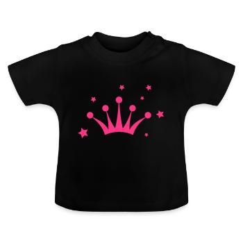 Crown with Stars (Krone mit Sternen) - Baby Bio-T-Shirt mit Rundhals - Schwarz - Vorne