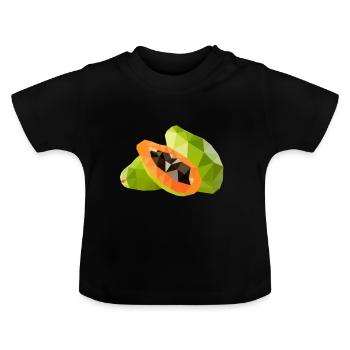 Low Poly Papaya - Baby Bio-T-Shirt mit Rundhals - Schwarz - Vorne