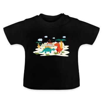 Dino-Mania - Baby Bio-T-Shirt mit Rundhals - Schwarz - Vorne