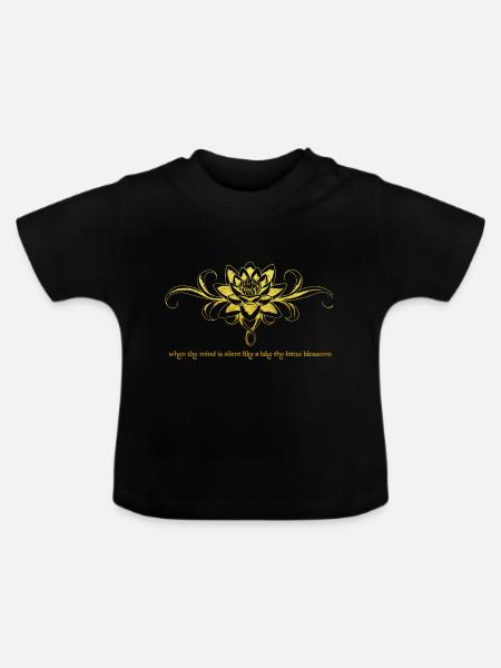 Lotus Blume - Baby Bio-T-Shirt mit Rundhals - Schwarz