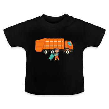 Müllauto Müllwagen Berufe Müllmann Müllabfuhr - Baby Bio-T-Shirt mit Rundhals - Schwarz - Vorne