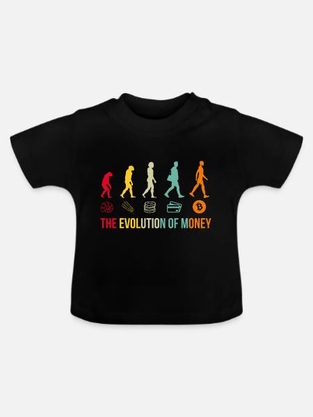 Money Evolution Bitcoin Crypto - Baby Bio-T-Shirt mit Rundhals - Schwarz