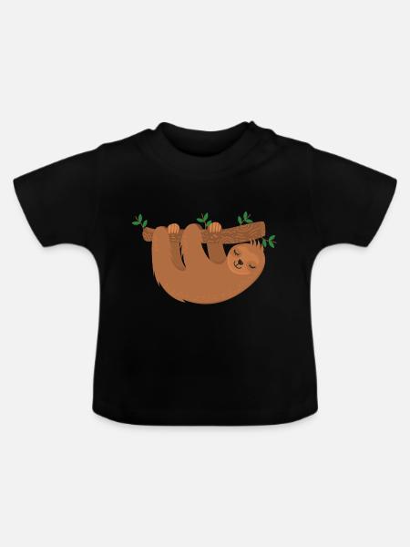 Faultier - Baby Bio-T-Shirt mit Rundhals - Schwarz