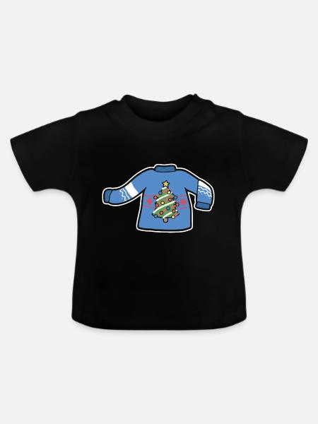 Weihnachtspullover - Baby Bio-T-Shirt mit Rundhals - Schwarz