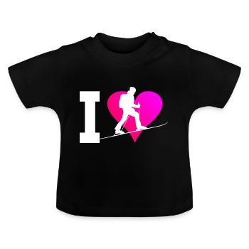 Ski touring skitour voor mannen Ski mountaineering - Baby biologisch T-shirt met ronde hals - zwart - Voor