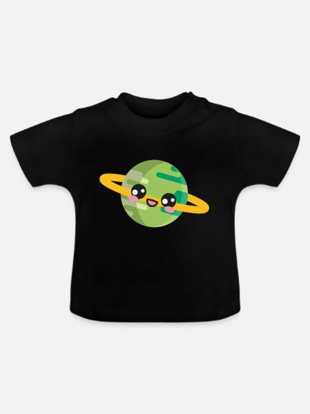 Planet Weltraum - Baby Bio-T-Shirt mit Rundhals - Schwarz