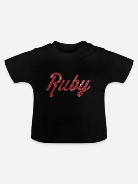 Ruby Stilisierter Text - Baby Bio-T-Shirt mit Rundhals - Schwarz