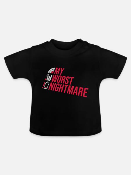 Lustig my worst nightmare - Baby Bio-T-Shirt mit Rundhals - Schwarz