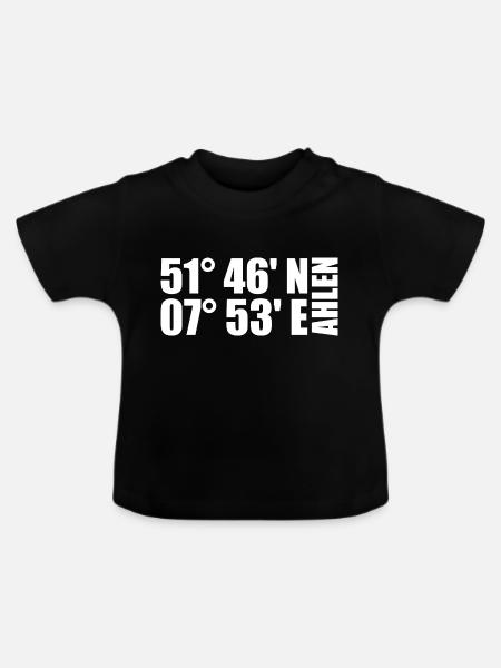 Ahlen Koordinaten - Baby Bio-T-Shirt mit Rundhals - Schwarz