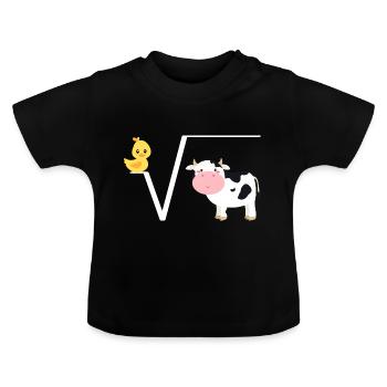 Ente Wurzel aus Kuh, N-te Wurzel aus Q, Mathe Witz - Baby Bio-T-Shirt mit Rundhals - Schwarz - Vorne
