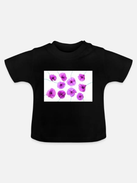 MOHNBLUME Lila - Baby Bio-T-Shirt mit Rundhals - Schwarz