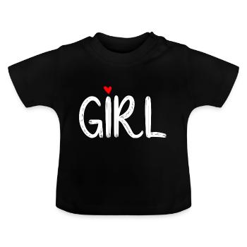 Fille Cœur Rouge - T-shirt bio col rond Bébé - noir - Devant