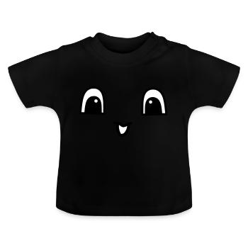 Cute face - Baby Bio-T-Shirt mit Rundhals - Schwarz - Vorne