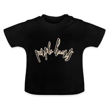 purple hearts - Baby Bio-T-Shirt mit Rundhals - Schwarz - Vorne