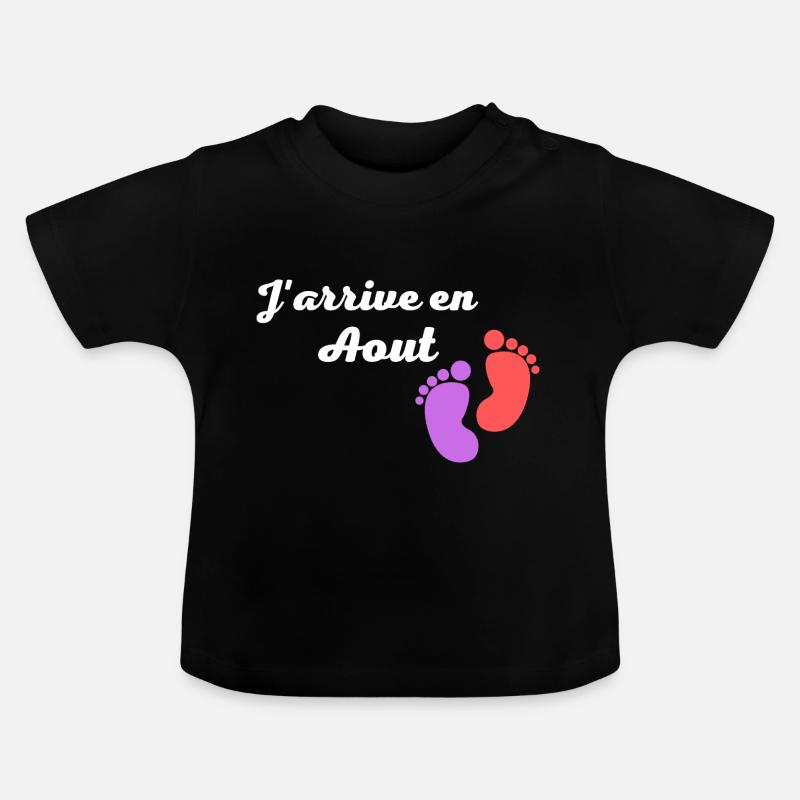 J arrive en aout - T-shirt bio col rond Bébé - noir