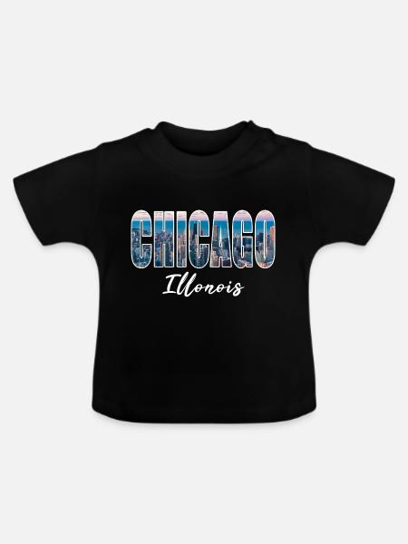 Chicago Illonois - Baby Bio-T-Shirt mit Rundhals - Schwarz