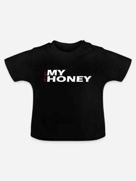My Honey Geschenk white - Baby Bio-T-Shirt mit Rundhals - Schwarz