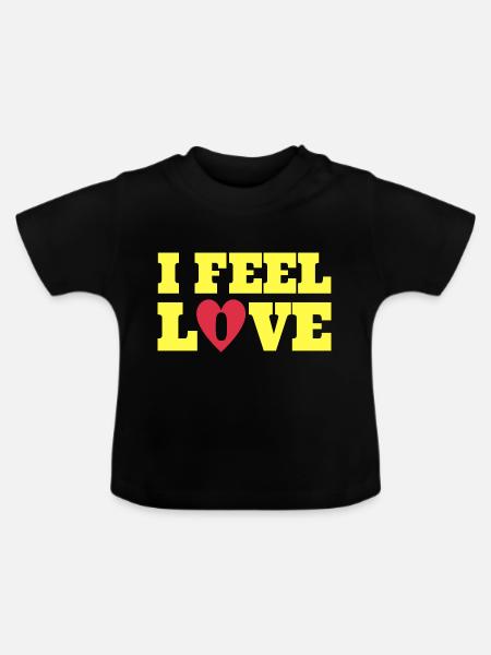 Ich fühle Liebe - Baby Bio-T-Shirt mit Rundhals - Schwarz