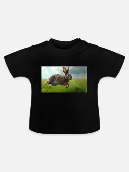 Jumping Rabbit - Baby Bio-T-Shirt mit Rundhals - Schwarz