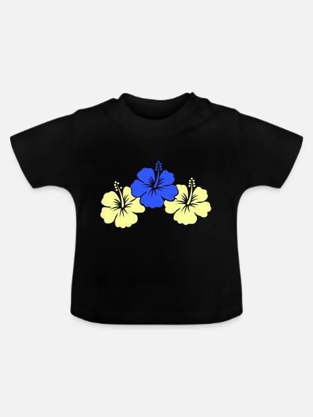 hibiskus flowers - Baby Bio-T-Shirt mit Rundhals - Schwarz