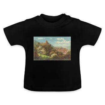 Heidelberg Postkarte - Baby Bio-T-Shirt mit Rundhals - Schwarz - Vorne