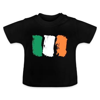 Irische Flagge / Republik Irland Nationalflagge - Baby Bio-T-Shirt mit Rundhals - Schwarz - Vorne