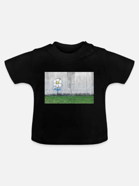 Graffiti eines Gänseblümchens - Baby Bio-T-Shirt mit Rundhals - Schwarz