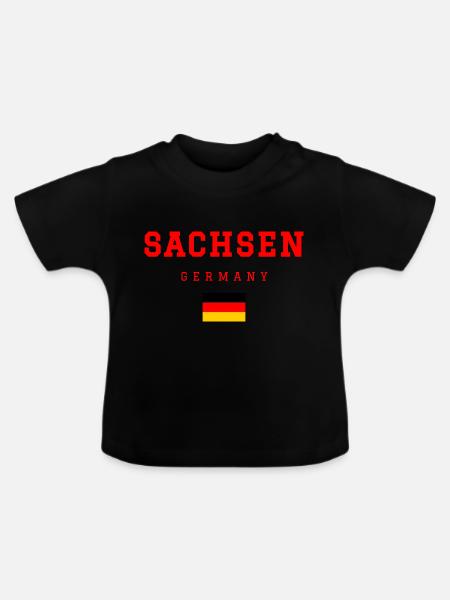 Sachsen Deutschland - Baby Bio-T-Shirt mit Rundhals - Schwarz