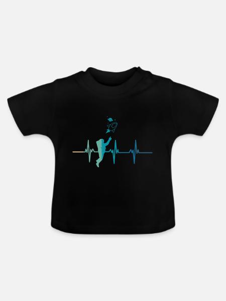 Astronauten-Herzschlag - Baby Bio-T-Shirt mit Rundhals - Schwarz