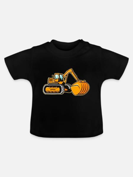 Großer Raupenbagger - Baby Bio-T-Shirt mit Rundhals - Schwarz