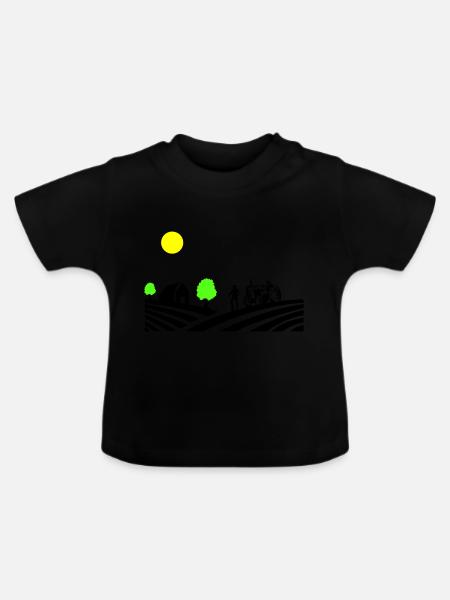 traktor farm - Baby Bio-T-Shirt mit Rundhals - Schwarz