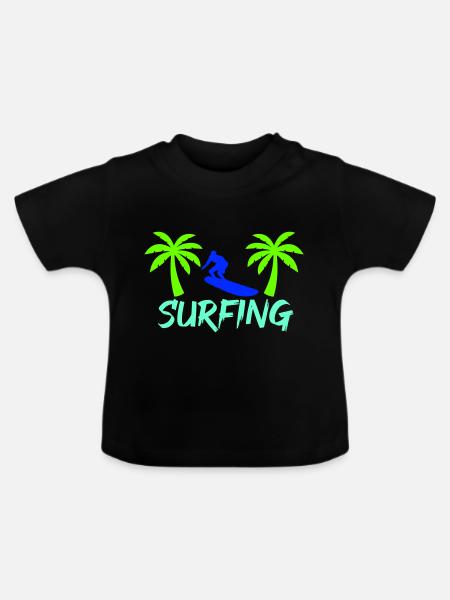 surfing - Baby Bio-T-Shirt mit Rundhals - Schwarz