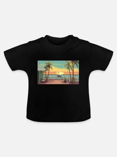 Key West, Florida - Pixelkunst - Baby Bio-T-Shirt mit Rundhals - Schwarz