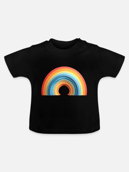 Papierstil Regenbogen (Stolz) - Baby Bio-T-Shirt mit Rundhals - Schwarz